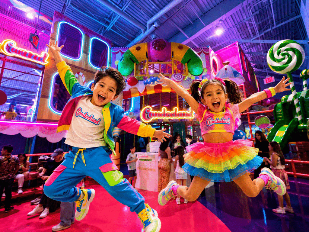 Kids jumping with joy at Candeeland El Centro indoor playground